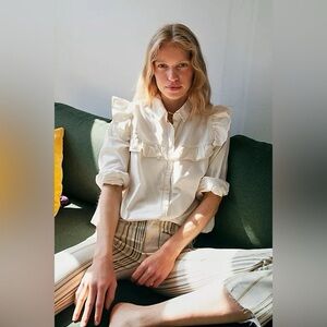 Free People Samantha Ruffled Button-down Shirt